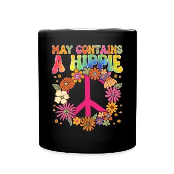 Lustige Hippie Frieden Freundlichkeit Groovy - Tasse einfarbig - Schwarz - Vorne