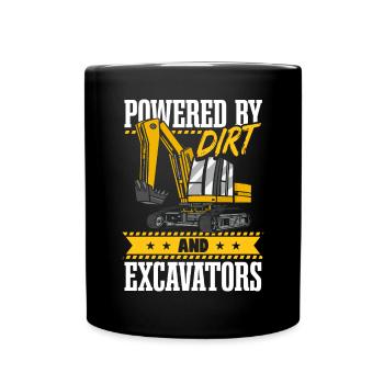 Powered By Dirt And Excavators - Full Colour Mug - black - Front