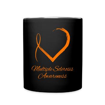 Stylish Ribbon Heart Multiple Sclerosis Awareness - Full Colour Mug - black - Front