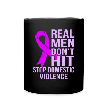 Les vrais hommes ne frappent pas Stop à la violence domestique Awarenes - Mug uni - noir - Devant