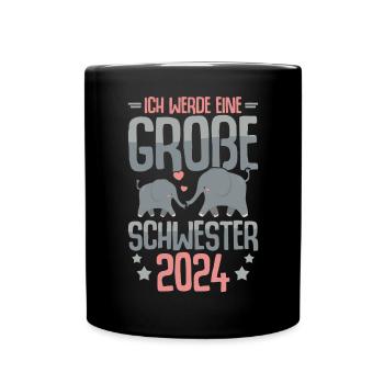 Niedliches Große Schwester 2024 Mädchen - Tasse einfarbig - Schwarz - Vorne