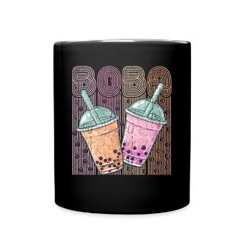 Boba Tea Design Bubbles Bubble Tea Retro Boba - Full Colour Mug - black - Front