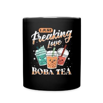 Boba Tea Design Bubbles Bubble Tea Kawaii Boba - Full Colour Mug - black - Front