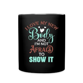 I Love My New Body Funny Boob Surgery - Full Colour Mug - black - Front
