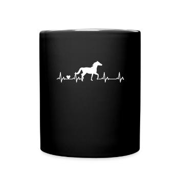 Pferd Herzschlag Reiten - Tasse einfarbig - Schwarz - Vorne