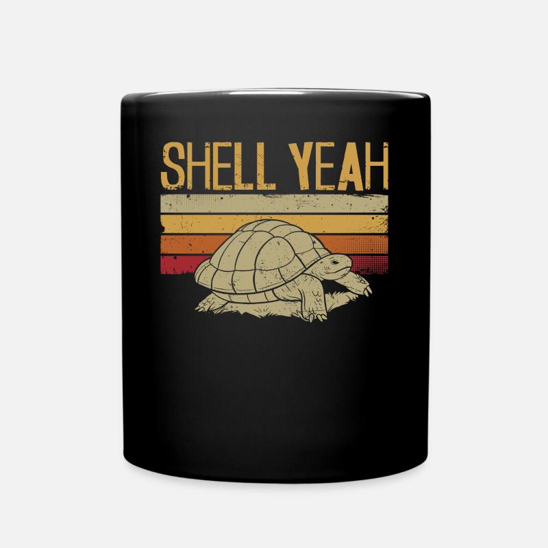 Sea Turtle Tortoise Pun Retro - Tasse einfarbig - Schwarz