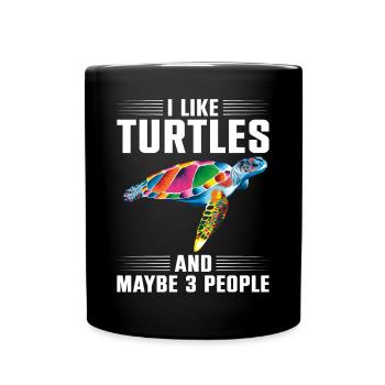Sea Turtle Tortoise I Like Turtles - Full Colour Mug - black - Front