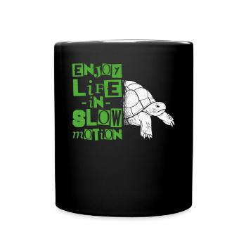 Sea Turtle Tortoise Enjoy Life In - Full Colour Mug - black - Front
