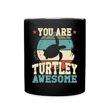 Tortue de mer Tortue Jeu de mots Rétro - Mug uni - noir - Devant