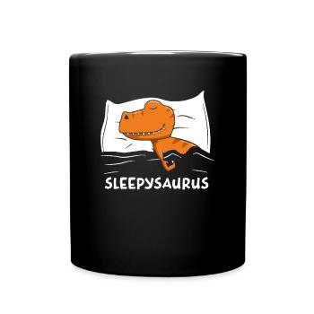 Sleepy Saurus Dinosaurier Schlafshirt - Tasse einfarbig - Schwarz - Vorne
