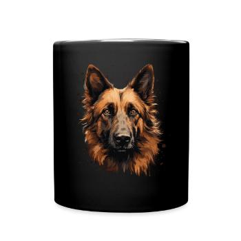 Belgian Shepherd Dog Breed Face - Full Colour Mug - black - Front