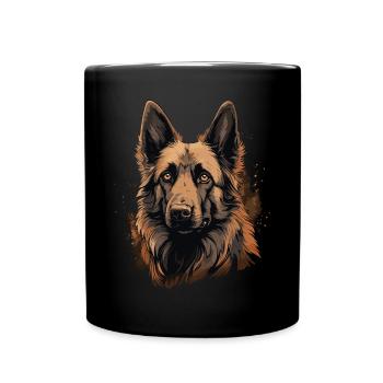 Belgian Shepherd Dog Breed Face - Full Colour Mug - black - Front