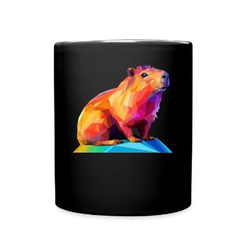 Capybara Low Polygon Design - Tasse einfarbig - Schwarz - Vorne