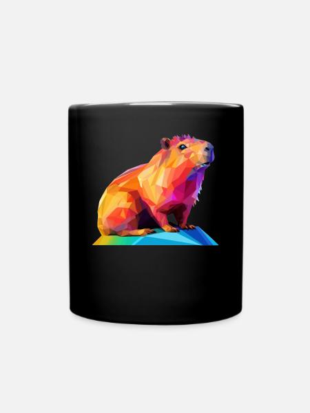 Capybara Low Polygon Design - Tasse einfarbig - Schwarz
