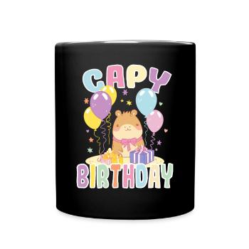 Capy Geburtstag Niedliches Capybara Geburtstag - Tasse einfarbig - Schwarz - Vorne