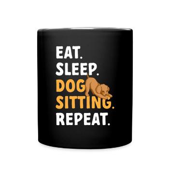 Pet Sitting Cat Dog Pet Sitter - Full Colour Mug - black - Front