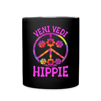 Lustige Hippie Frieden Liebe Freundlichkeit Groovy - Tasse einfarbig - Schwarz - Vorne