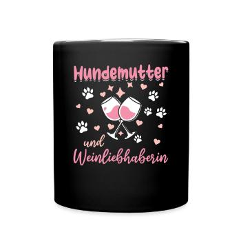 Maman chien et amateur de vin - Mug uni - noir - Devant