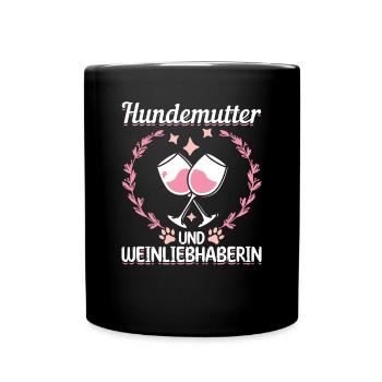 Maman chien et amateur de vin - Mug uni - noir - Devant