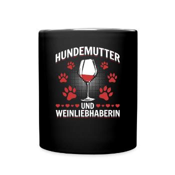 Maman chien et amateur de vin - Mug uni - noir - Devant