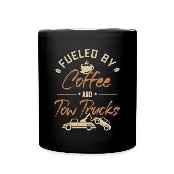 Fueled by Coffee and Tow Trucks Tow Truck - Full Colour Mug - black - Front