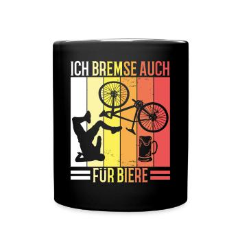 Lustige Fahrrad Sprüche Ich Bremse Für Bier Retro - Tasse einfarbig - Schwarz - Vorne