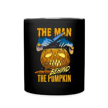 L’homme derrière la citrouille Halloween - Mug uni - noir - Devant
