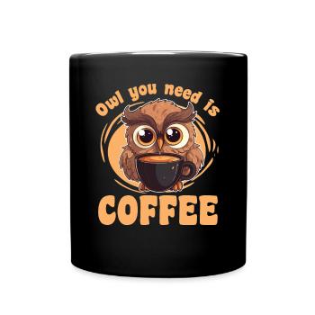 Eulen Wortspiel für Kaffeetrinker - Kaffee Eulen - Tasse einfarbig - Schwarz - Vorne