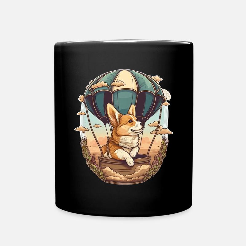Chien de rêve en montgolfière - Mug uni - noir