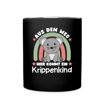 Aus Dem Weg Hier Kommt Ein Krippenkind Maus - Tasse einfarbig - Schwarz - Vorne