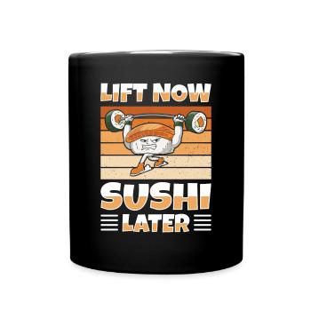 Japanisches Essen Sushi Liebhaber Bodybuilder - Tasse einfarbig - Schwarz - Vorne