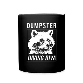 Raccoon lover garbage collecting garbage containers - Full Colour Mug - black - Front