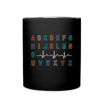 Nurse PQRST Test ABC's Ekg Strip Alphabet Funny Nu - Full Colour Mug - black - Front