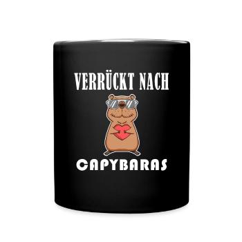 Capybara Wasserschwein - Tasse einfarbig - Schwarz - Vorne