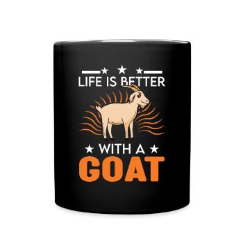 Das Leben ist besser mit einer Ziege - Tasse einfarbig - Schwarz - Vorne