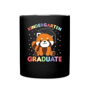 Kids Kindergarten graduate Roter Panda Graduation - Tasse einfarbig - Schwarz - Vorne