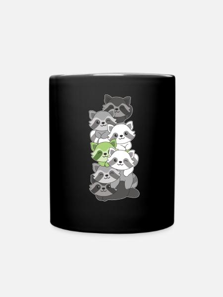 Agender Flag Pride LGBTQ Mignon Raccoon Stack - Mug uni - noir