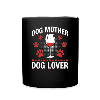 Maman chien et amateur de vin - Mug uni - noir - Devant