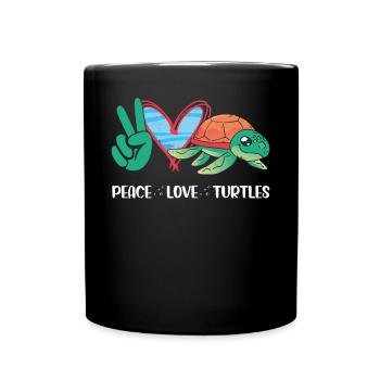 Sea Turtle Tortoise Peace Love - Tasse einfarbig - Schwarz - Vorne