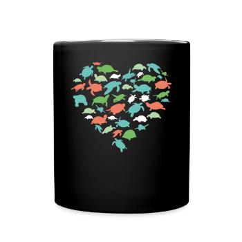 Sea Turtle Tortoise Heart - Tasse einfarbig - Schwarz - Vorne
