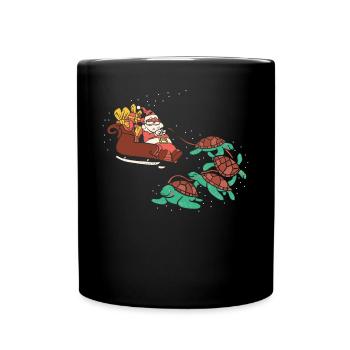 Sea Turtle Tortoise Christmas - Full Colour Mug - black - Front