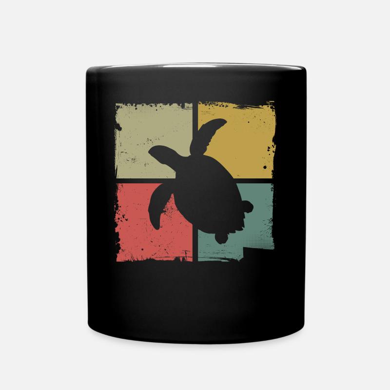 Sea Turtle Tortoise Retro Vintage - Tasse einfarbig - Schwarz