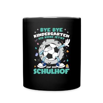 Schulkind Einschulung Schultüte Fußball - Tasse einfarbig - Schwarz - Vorne