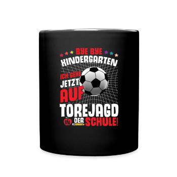Fußball Einschulung 1. Klasse - Tasse einfarbig - Schwarz - Vorne