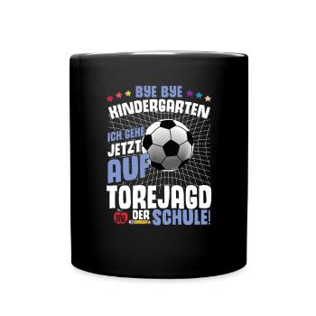 Fußball Einschulung Jungen Geschenk - Tasse einfarbig - Schwarz - Vorne