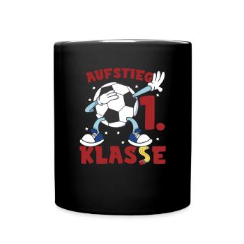 Lustiges Einschulung Grundschule Fußball - Tasse einfarbig - Schwarz - Vorne