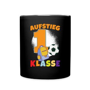 Aufstieg 1 Klasse Einschulung - Tasse einfarbig - Schwarz - Vorne