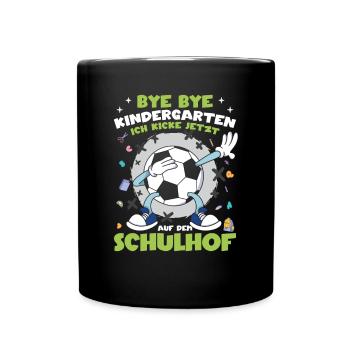 Fußball Einschulung Geschenk Schulanfang - Tasse einfarbig - Schwarz - Vorne