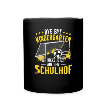 Lustiges Fußball Einschulung Geschenk Schultüte - Tasse einfarbig - Schwarz - Vorne