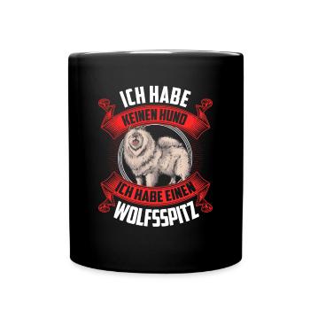 Ich habe einen Wolfsspitz Deutscher Keeshond - Tasse einfarbig - Schwarz - Vorne
